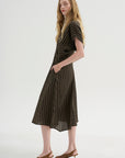Aki Wave Dress, Brown & Tan
