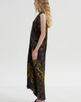 Eve Long Foil Dress, Black Multi