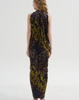 Eve Long Foil Dress, Black Multi