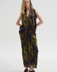 Eve Long Foil Dress, Black Multi