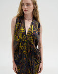 Eve Long Foil Dress, Black Multi