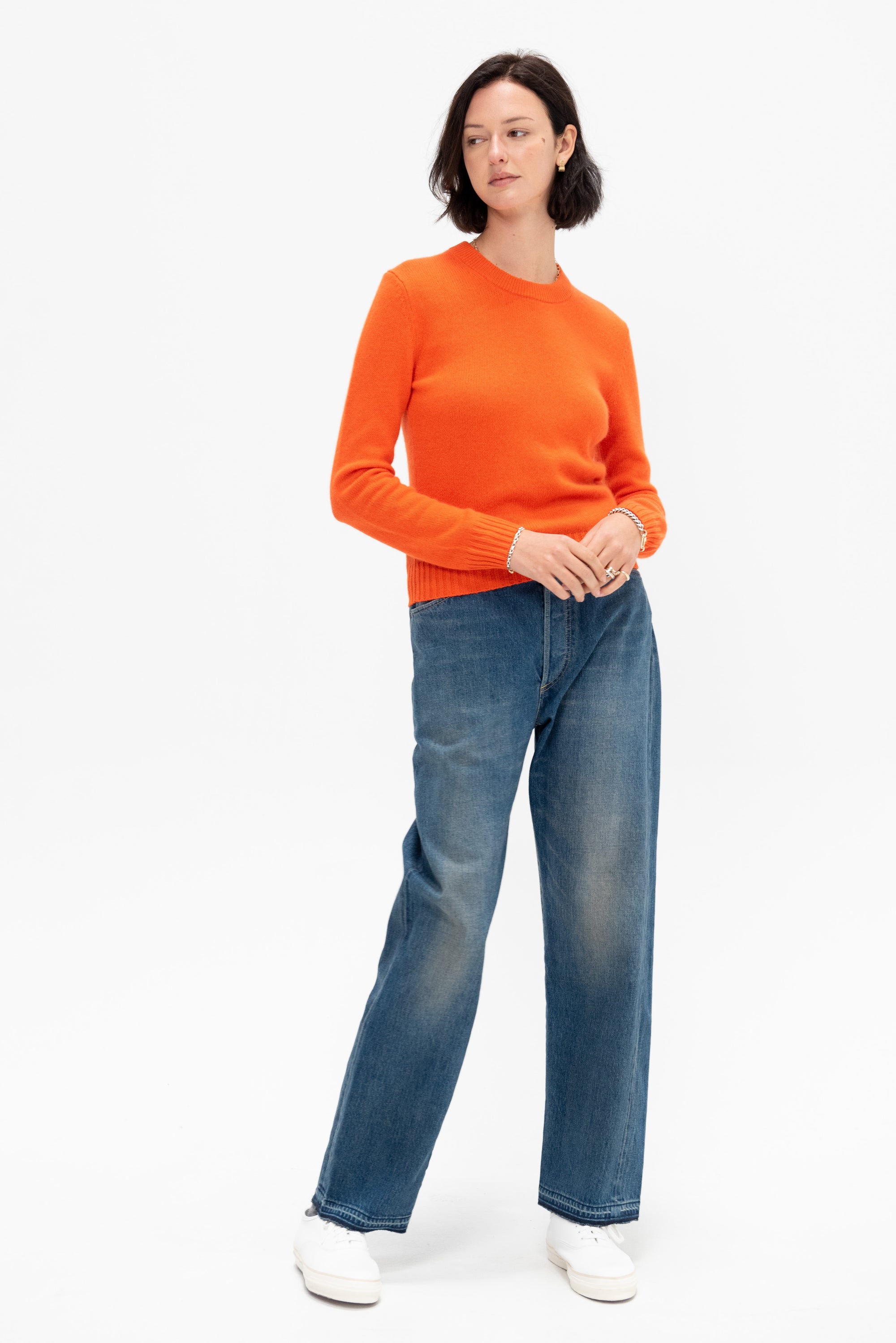 Round Neck Sweater, Candy Corn