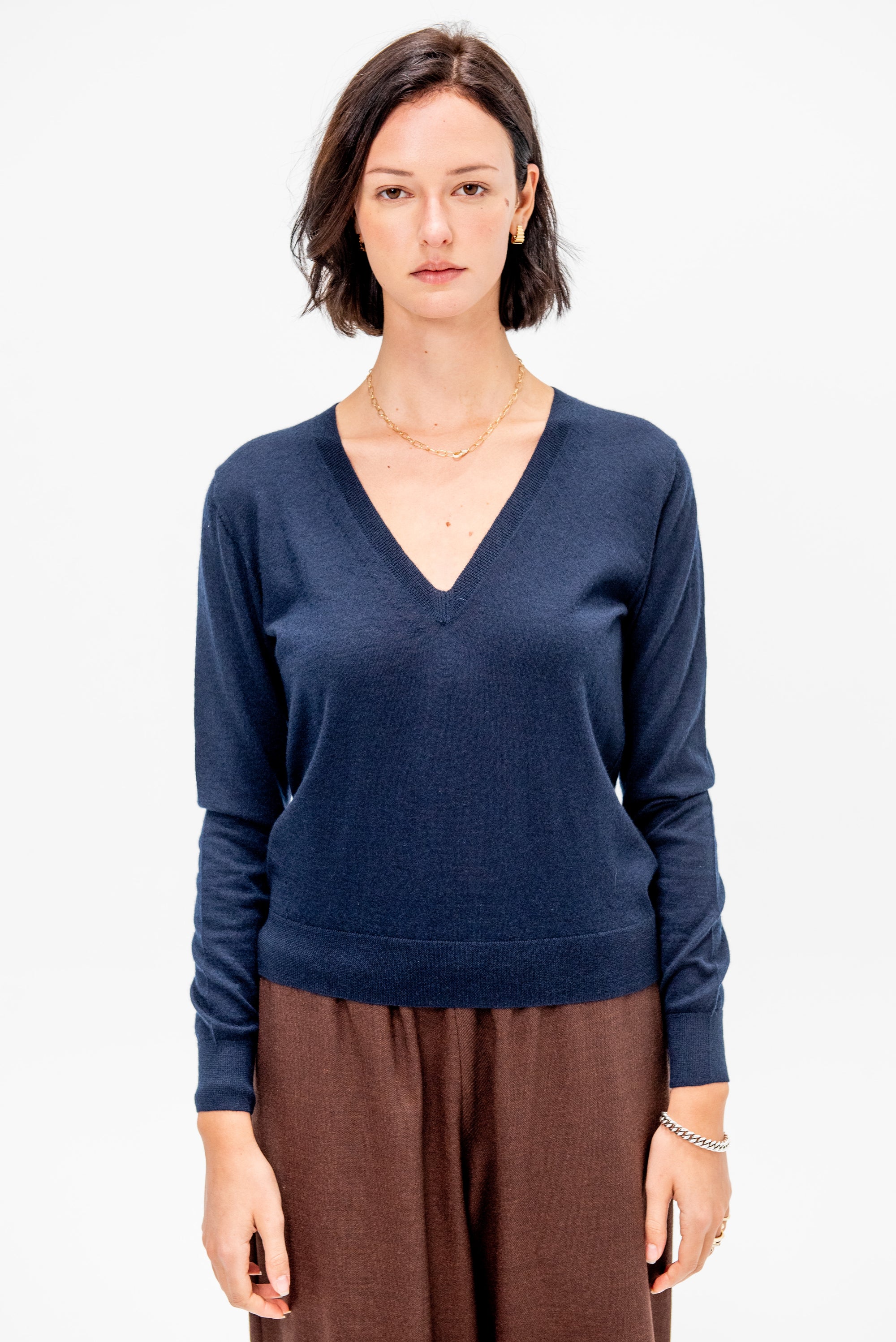 V- Neck Sweater, Deep Night