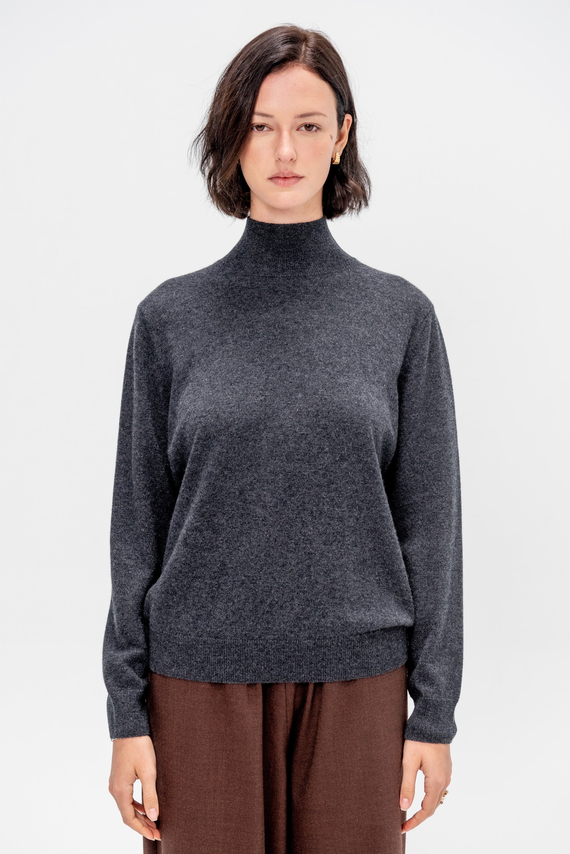 Mockneck Sweater, Vulcano Melange