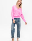 Deep V-Neck Sweater, Plastic Pink