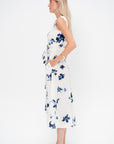 Penny Dress, Berry Blue Flowers
