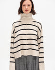Ari Cropped Turtle, Cream & Black Stripe