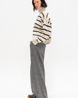 Ari Cropped Turtle, Cream & Black Stripe