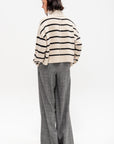 Ari Cropped Turtle, Cream & Black Stripe