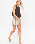 Surf Short, Wide Stripes Coffee + Cream