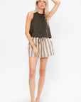 Surf Short, Wide Stripes Coffee + Cream