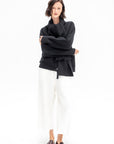 Medina Cardigan with Scarf, Black