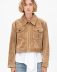 Helen - Gritty Suede Jacket, Olive