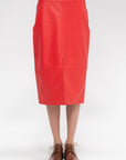 ARMA - Arkina Leather Pencil Skirt, Scarlet