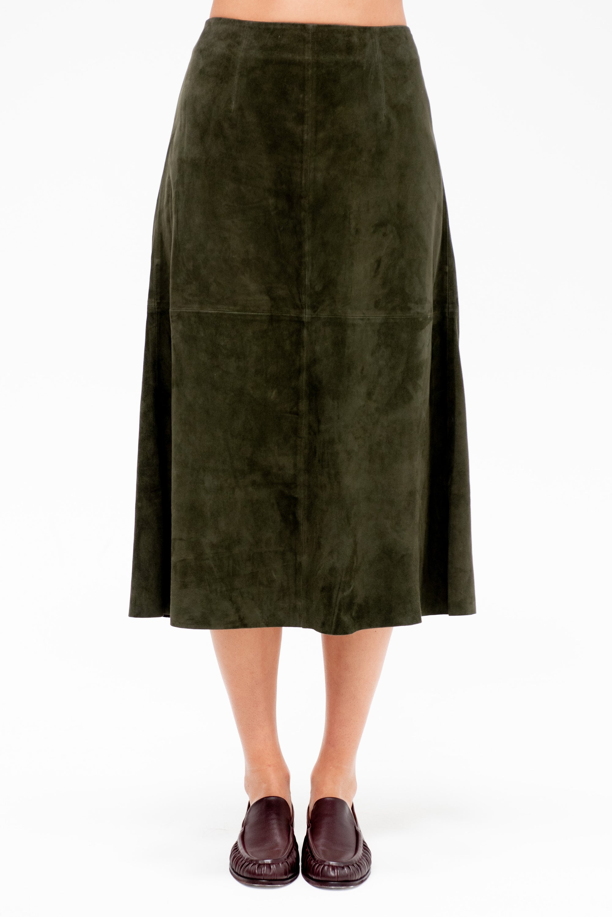 Philipa - Suede Skirt, Dark Green