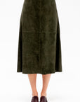Philipa - Suede Skirt, Dark Green
