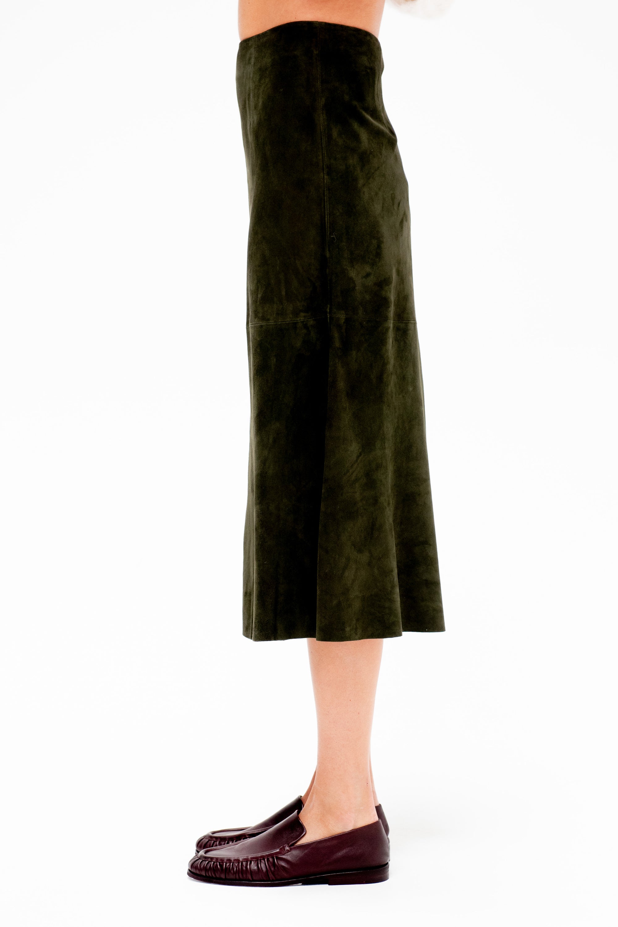 Philipa - Suede Skirt, Dark Green