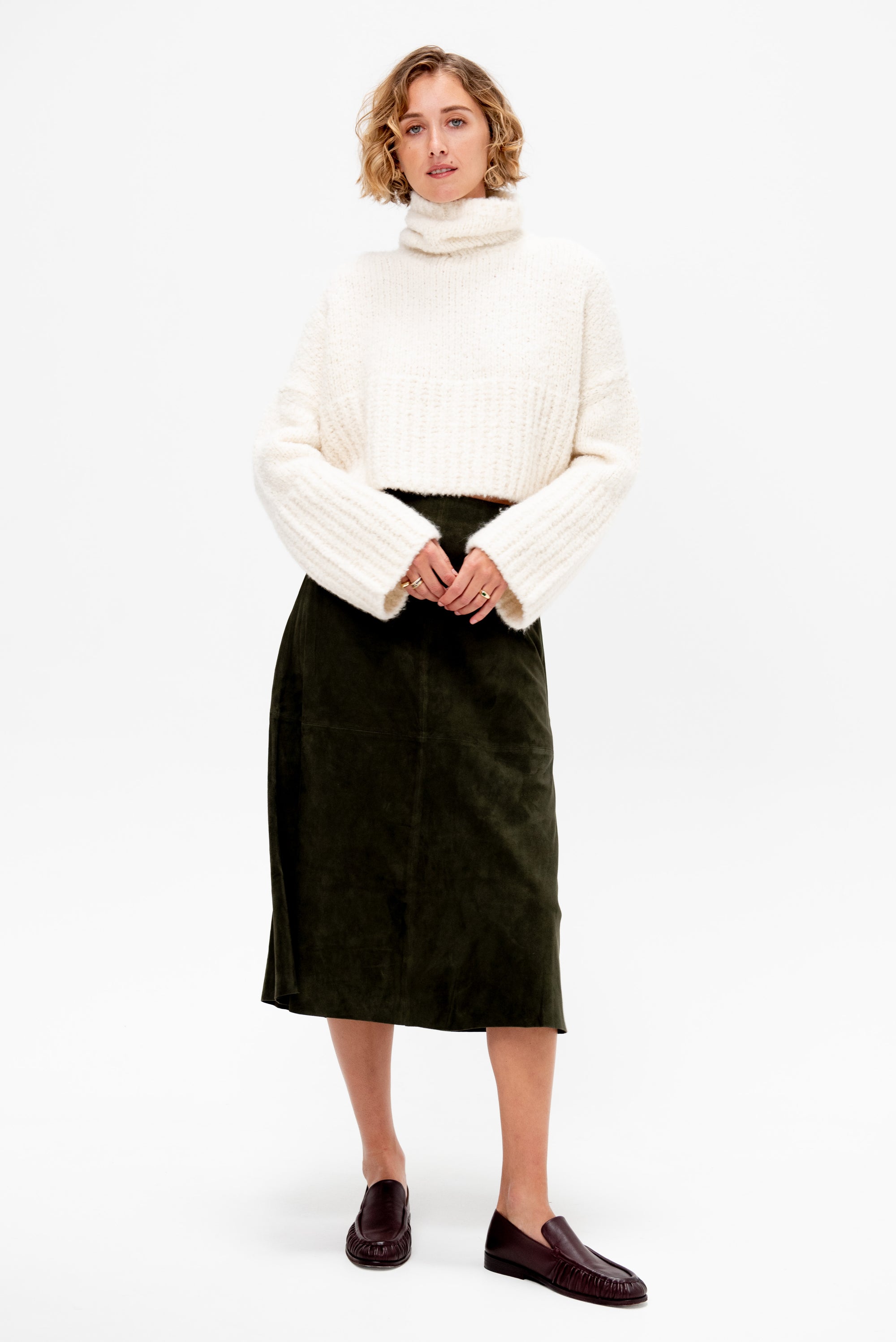 Philipa - Suede Skirt, Dark Green