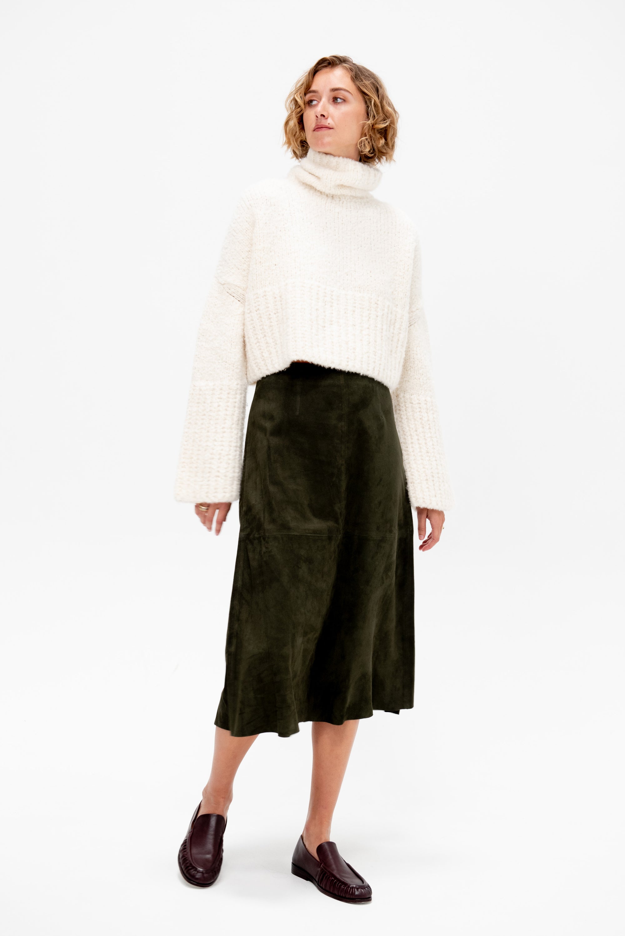 Philipa - Suede Skirt, Dark Green