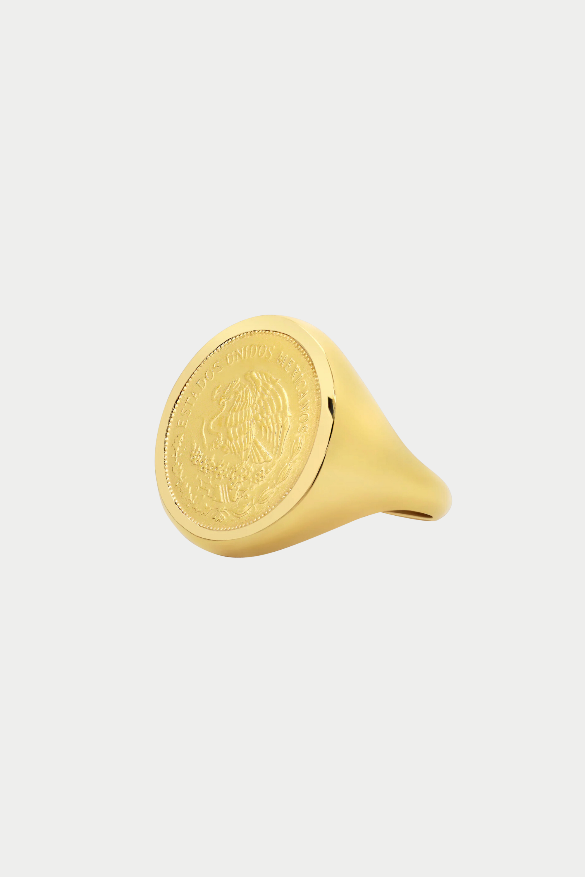 Vintage Coin Ring, Yellow Gold Plate