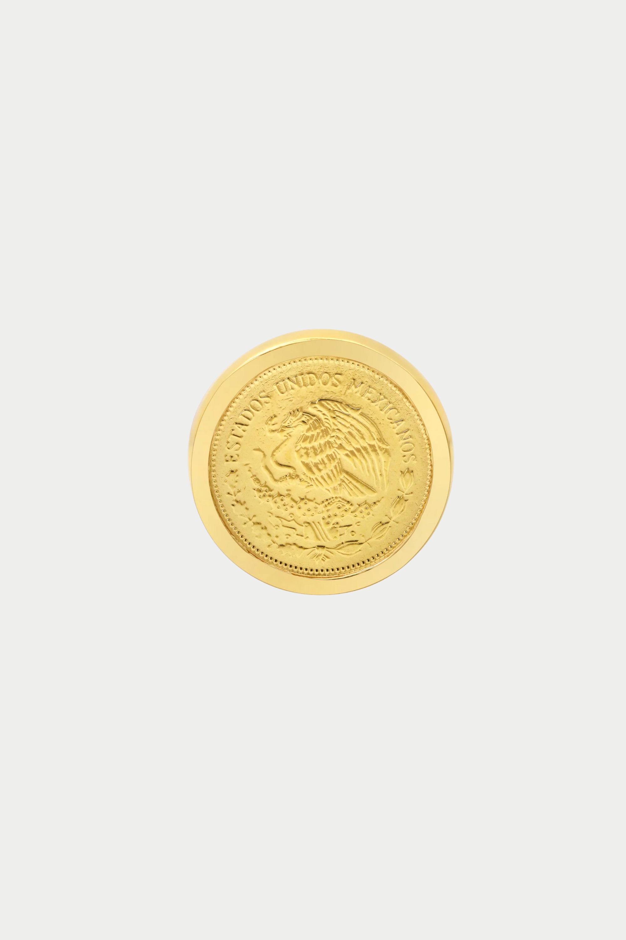 Vintage Coin Ring, Yellow Gold Plate