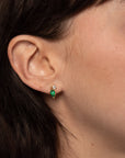 Duet Emerald Studs, Yellow Gold