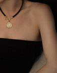 AZLEE - Large Divine Silk Toggle Necklace, Black