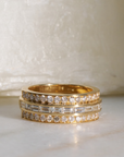 Staircase Pave Baguette Ring, Yellow Gold