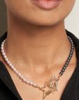 Half & Half Strand, Akoya Pearl and Buffed Hematite