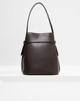 Belted Leather Bucket Bag, Bark