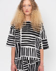 Short Sleeve Square Neck Top, Print Black
