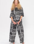 Short Sleeve Square Neck Top, Print Black