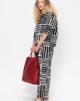 Short Sleeve Square Neck Top, Print Black