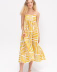 Strap Dress, Print Gold