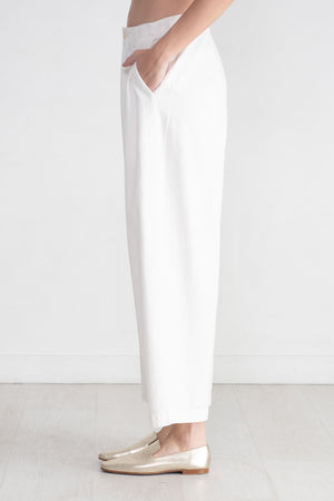 pas de calais - Recycled Yarn Denim Wide Pants, White
