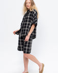 Timila - Short Sleeve Shirt, Black & White Check
