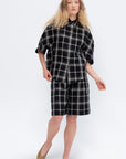 Timila - Short Sleeve Shirt, Black & White Check