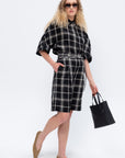 Timila - Short Sleeve Shirt, Black & White Check