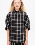 Timila - Short Sleeve Shirt, Black & White Check