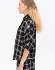 Timila - Short Sleeve Shirt, Black & White Check