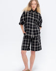 Timila - Short Sleeve Shirt, Black & White Check