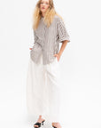 Timila - Short Sleeve Shirt, Brown Stripe