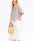 Timila - Short Sleeve Shirt, Brown Stripe