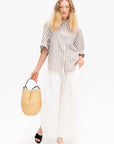 Timila - Short Sleeve Shirt, Brown Stripe