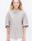 Timila - Short Sleeve Shirt, Brown Stripe