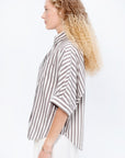 Timila - Short Sleeve Shirt, Brown Stripe