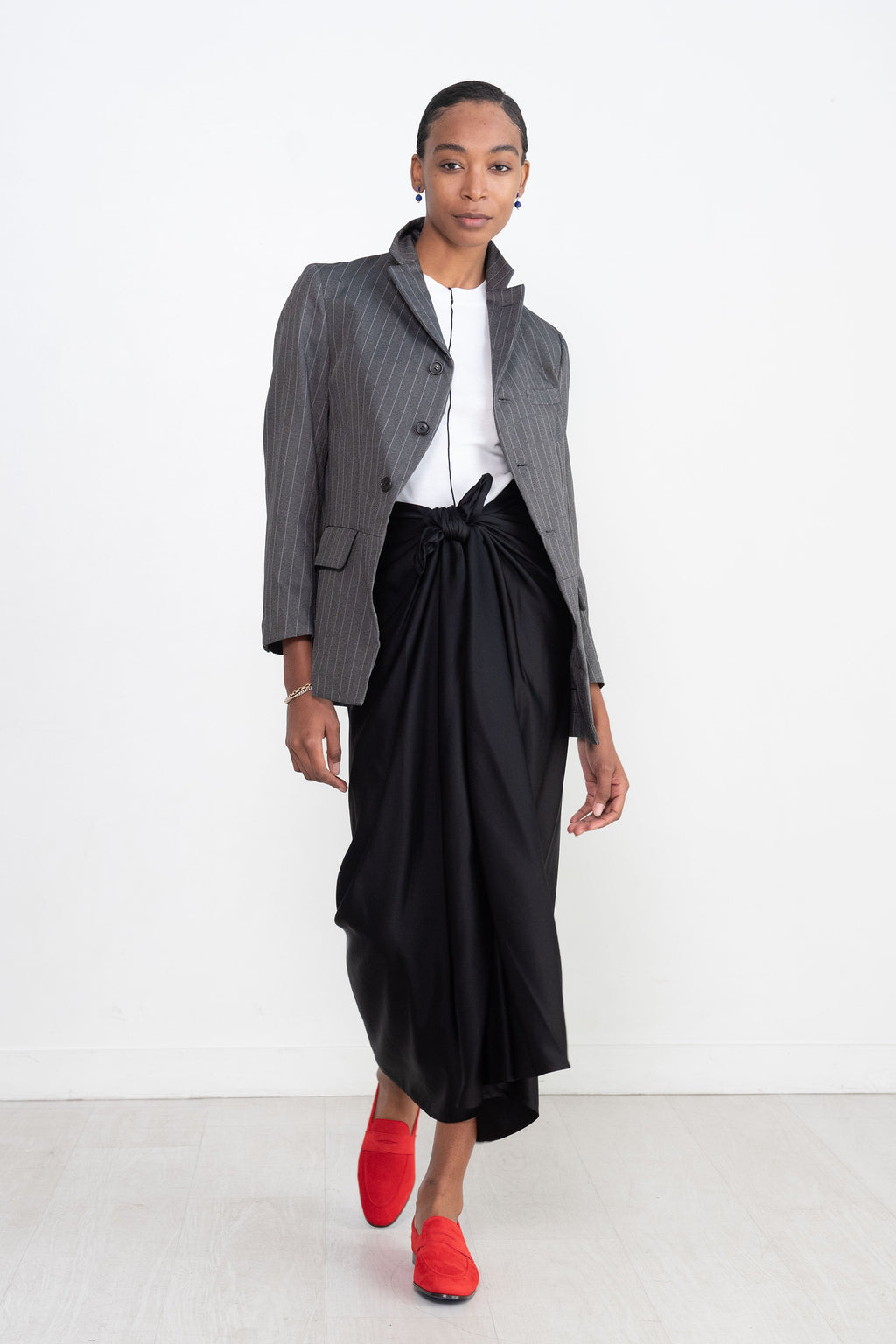 Comme Des Garcons Ladies Jacket, Grey Kick Pleat