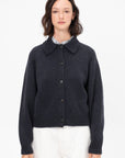 Merino Wool Collar Cardigan, Anthracite