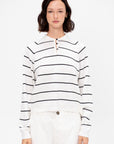 Merino Wool Striped Polo, White