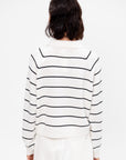 Merino Wool Striped Polo, White